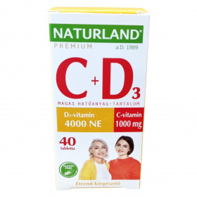 Naturland 1000mg C-vitamin+4000NE D-vitamin tabletta 40db