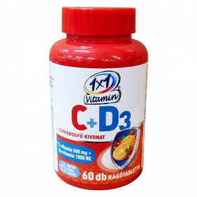 1x1 Vitamin C + D3 + csipkebogyó kivonat rágótabletta 60db
