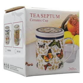Dr. Chen teásbögre lapostetővel fém szűrővel - Tea Septum 1db - kifutó
