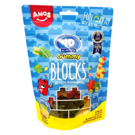 Amos 4D gumicukor építőkockák vegyes gyümölcs ízű 100g