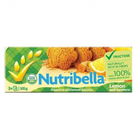 Nutribella keksz fruktózzal - citrom-kurkuma 105g