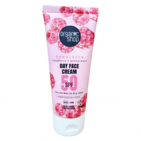Organic Shop fényvédő nappali arckrém málnával és antioxidánsokkal spf50 normál és száraz bőrre 50ml
