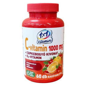 1x1 Vitamin C-vitamin 1000mg + D3 rágótabletta csipkebogyóval 60db