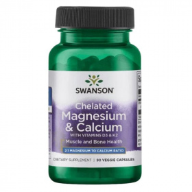 Swanson Magnesium-Calcium 2:1 komplex + D3 és K2 növényi kapszula 90db