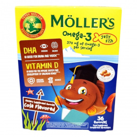 Möllers Omega-3 Jelly Fish gumivitamin gyermekeknek - kóla ízű 36db